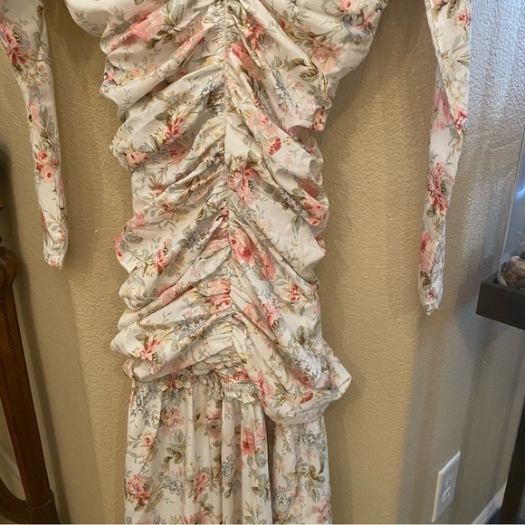 NWT~NEEDLE & THREAD Ruched Enchanted Garden Crepe Gown in Multi Floral Size 4 - Picture 8 of 14